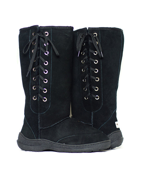 Millers Classic Tall 14" UGG with side laces and stitched sole Black
