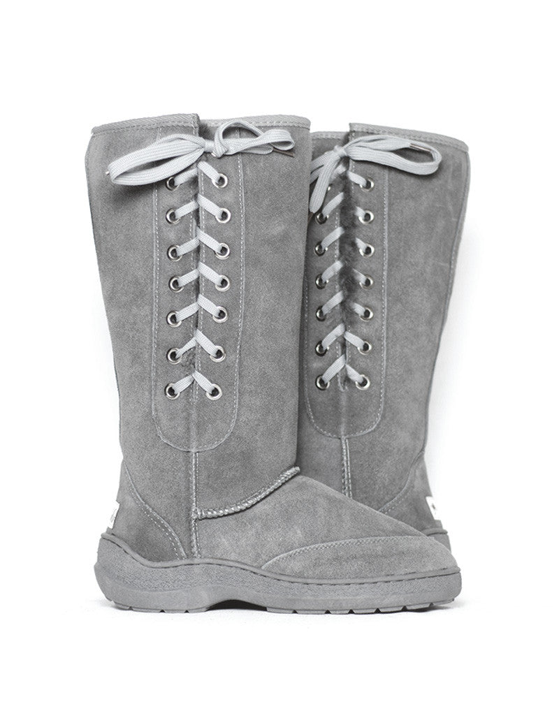Grey ugg boots with laces deals