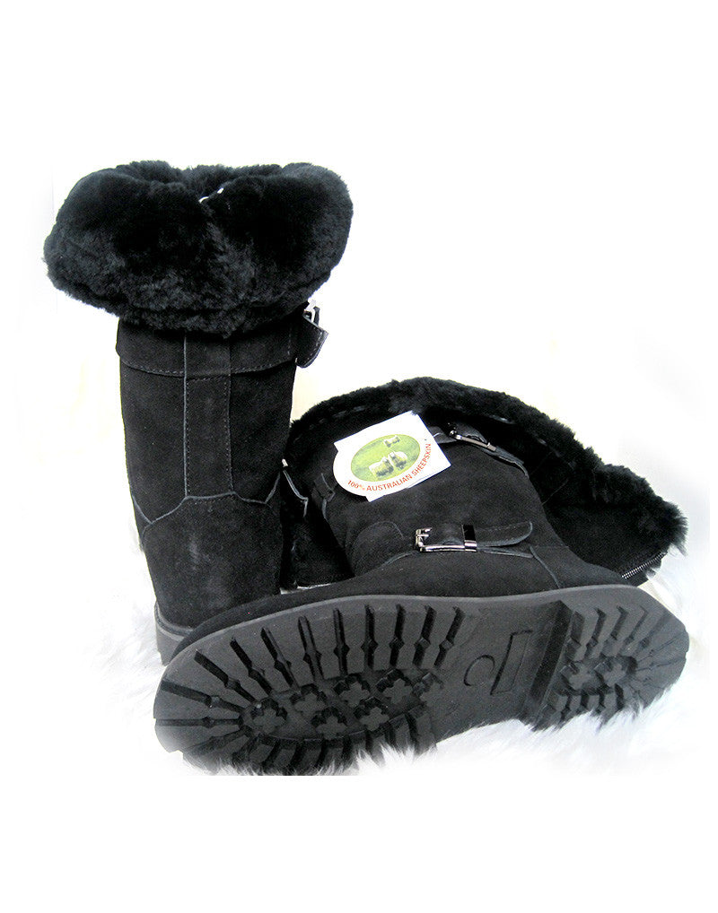 Tall Uggs Black Uggs Size Millers Tall 2-Buckle Wraparound 14